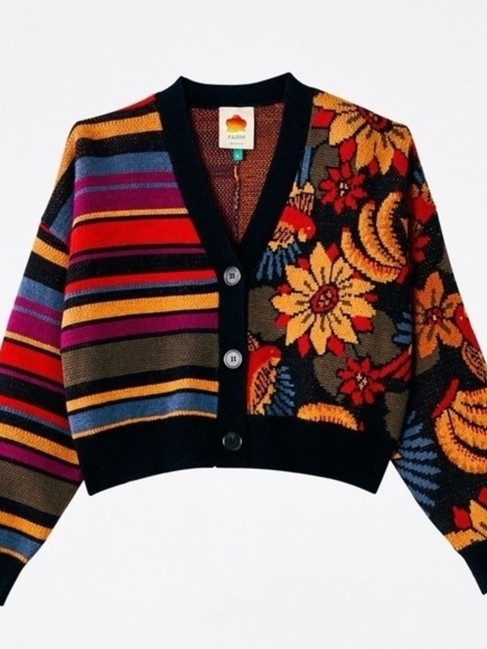 Farm Rio Macaw Ballet Stripes Cardigan M - Picture 13 of 13